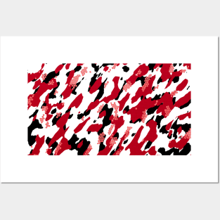 Camouflage - Red and Black White Posters and Art